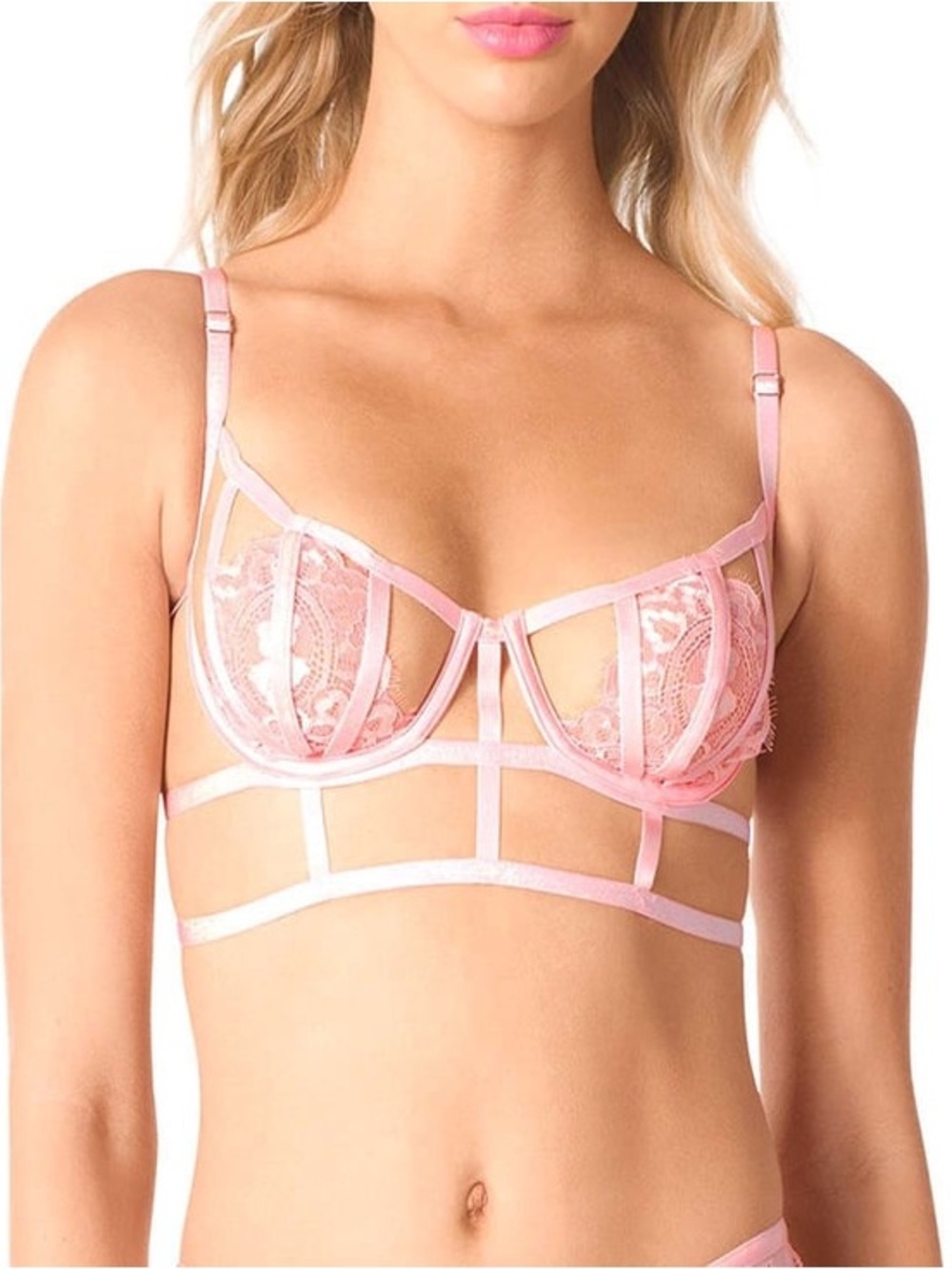 LA SENZA PINK LACE UNDER WIRED NON PADDED DEMI CUP lingerie